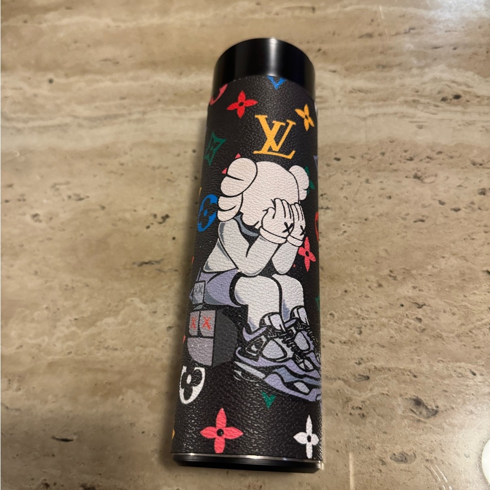 Louis Vuitton Black Flask with Colorful Monogram and Character Design